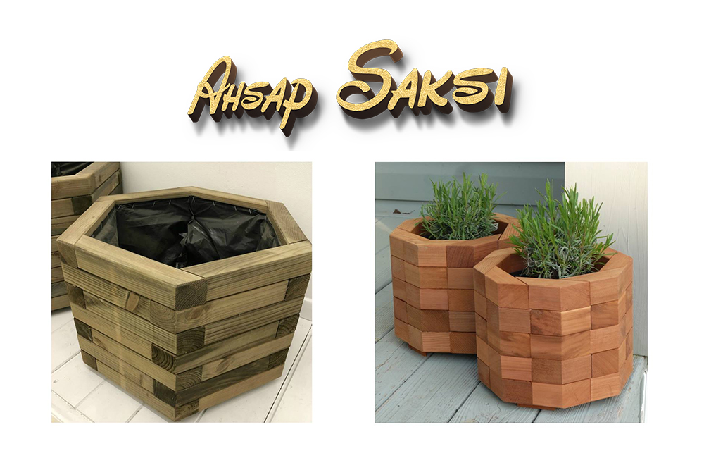 Köşeli ahşap saksı