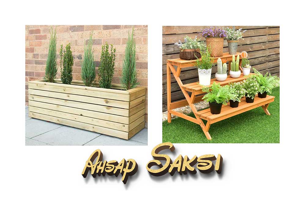 Adalar ahşap saksı